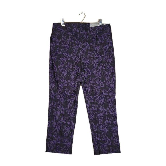 Chicos So Slimming Brigette Floral Scroll Ankle Pants Womens 12P Petite Stretch - Picture 1 of 15